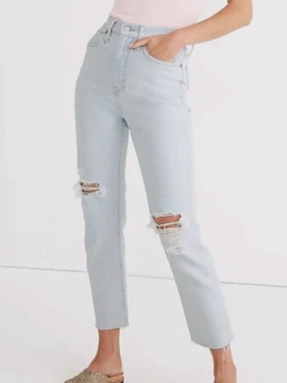 Madewell The Momjean High-Rise Tapered Jeans - Light Wash / 26